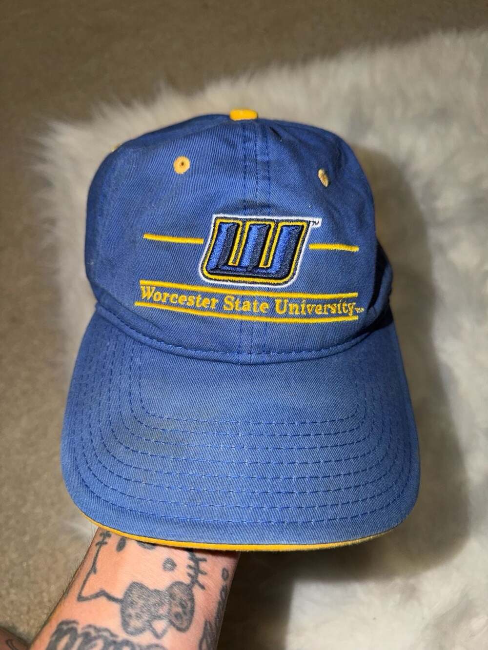 Vintage Worcester State University The Game Adjustable Baseball Hat Cap
